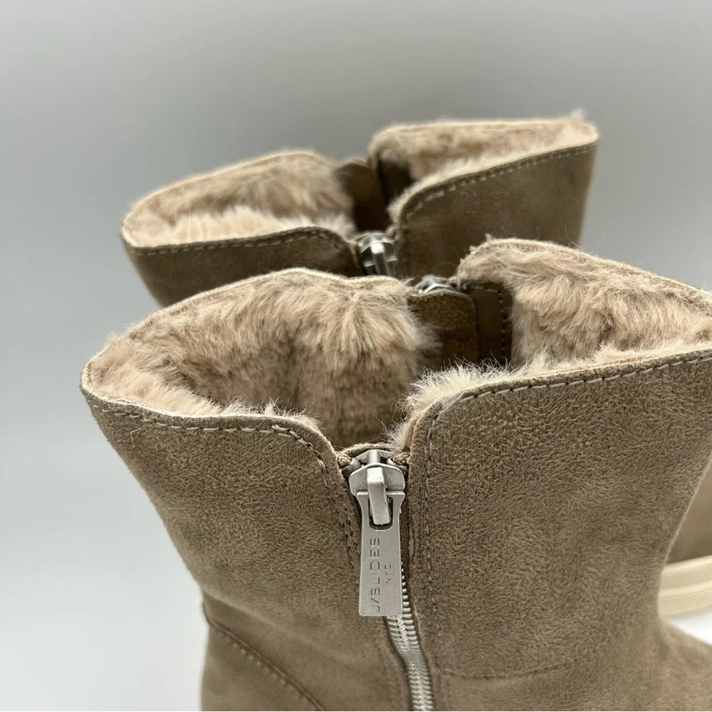 Women's J/Slides NYC Side Zip Platform‎ Ankle Boots Booties Shoes Size 10 Tan